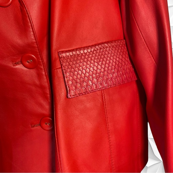 Moda in Pelle Vintage With Original Tags. Sz 42. Made In Italy.  Red Leather Jkt - Picture 8 of 15